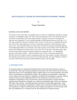 ON STATISTICAL TESTING OF HYPOTHESES IN ECONOMIC