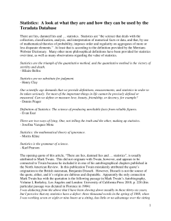 Statistics: A look at what they are and how they can be used by the