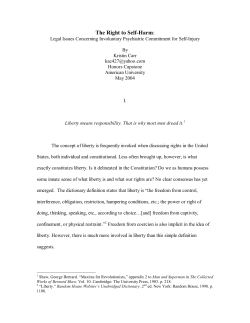The Right to Self-Harm: Legal Issues Concerning Involuntary