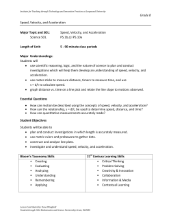 Grade 8 Speed, Velocity, and Acceleration Major Topic and SOL