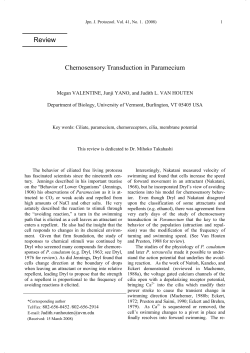 Chemosensory Transduction in Paramecium