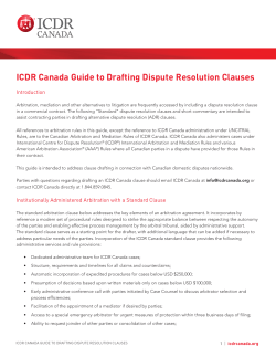 ICDR Canada Guide to Drafting Dispute Resolution Clauses