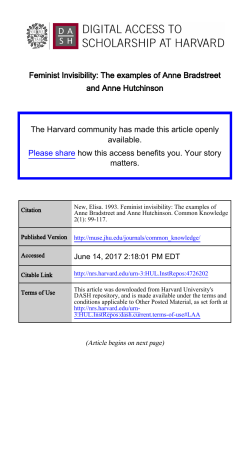 The examples of Anne Bradstreet - Digital Access to Scholarship at