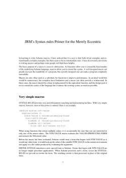 JRM`s Syntax-rules Primer for the Merely Eccentric