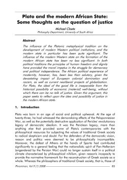 Plato and the modern African State: Some thoughts on the question