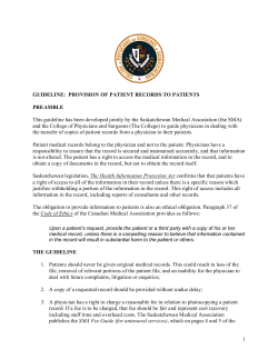 PROVISION OF PATIENT RECORDS TO PATIENTS