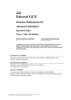 Specimen Papers and Mark Schemes (D1-D2)