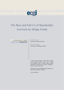 The Rise and Fall (?) of Shareholder Activism by Hedge Funds