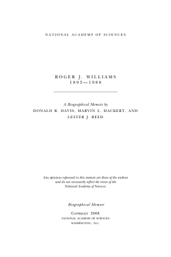 roger j. williams 1893&mdash;1988 - National Academy of Sciences