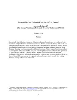 Financial Literacy: Do People Know the ABCs of Finance