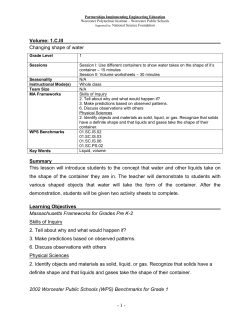 - 1 - Volume: 1.C.III Changing shape of water Summary This lesson