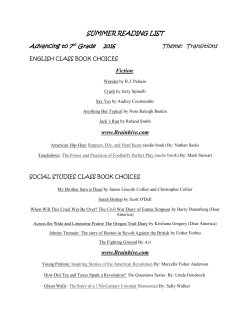 SUMMER READING LIST Advancing to 7th Grade 2016 Theme