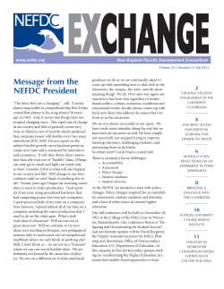 Message from the NEFDC President