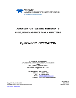 O 2 Sensor Operation Manual Addendum