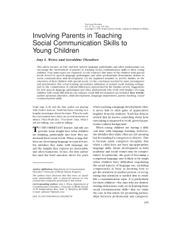 Involving Parents in Teaching Social Communication Skills to Young