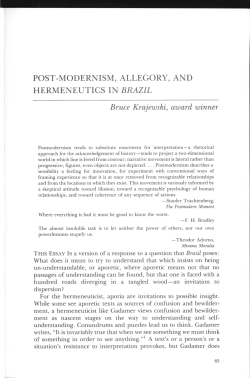 Post-Modernism, Allegory, and Hermeneutics in Brazil