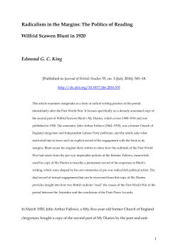 Radicalism in the Margins: The Politics of Reading Wilfrid Scawen