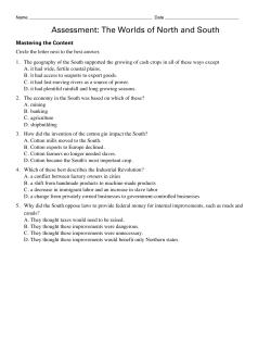 Assessment: The Worlds of North and South