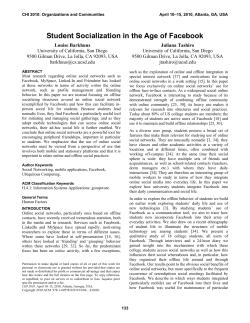 Student socialization in the age of facebook