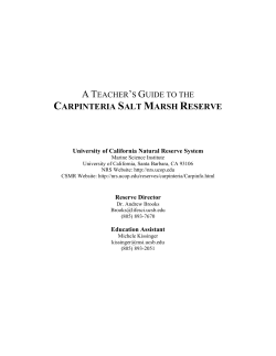 Teacher`s Guide to the Carpinteria Salt Marsh Reserve