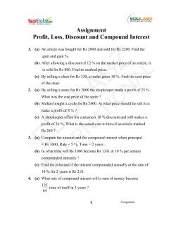 Assignment Profit, Loss, Discount and Compound Interest