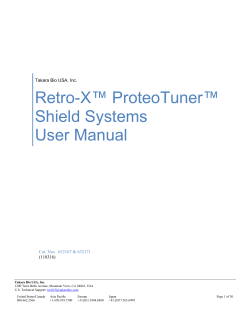 Retro-X&trade; ProteoTuner&trade; Shield Systems User Manual