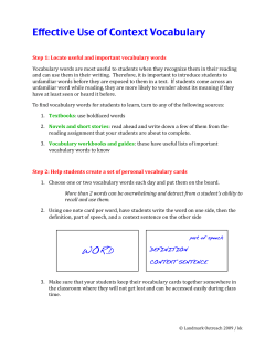 Effective Use of Context Vocabulary WORD