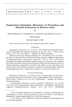 Temperature Dependent Alterations of Peroxidase and Amylase