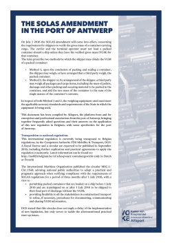 The SOLAS AmendmenT in The POrT Of AnTwerP