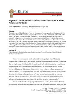 Highland Canon Fodder: Scottish Gaelic Literature in North