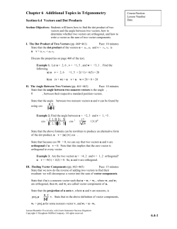 Section 6.4 Vectors and Dot Products