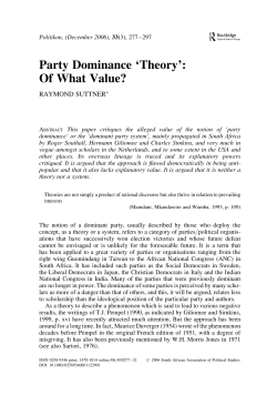 Party Dominance `Theory`: Of What Value?