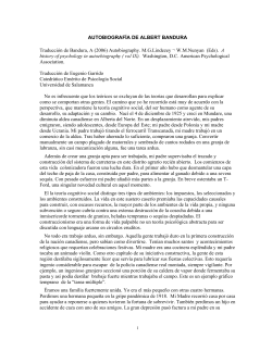 AUTOBIOGRAFÍA DE ALBERT BANDURA Traducción de Bandura