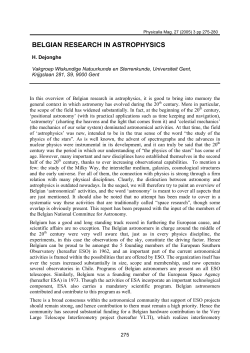 In this overview of Belgian astrophysics, it is good to remind the