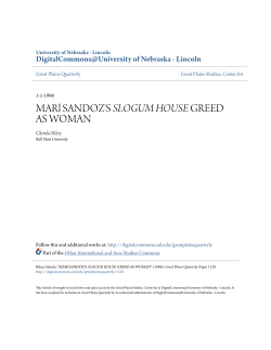 MARl SANDOZ`S SLOGUM HOUSE GREED AS WOMAN