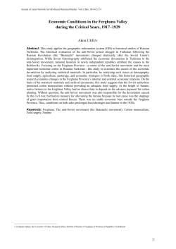 Economic Conditions in the Ferghana Valley during the Critical