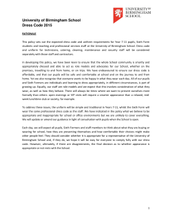 University of Birmingham School Dress Code 2015