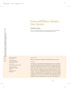CASTE AND POLITICS: Identity Over System