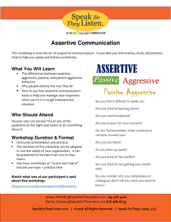 Assertive Communication - Speak So They Listen, LLC