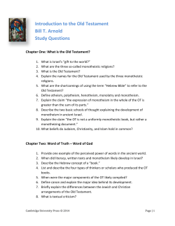 Introduction to the Old Testament Bill T. Arnold Study Questions
