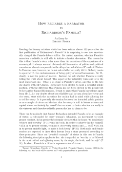 How reliable a narrator is Richardson`s Pamela?