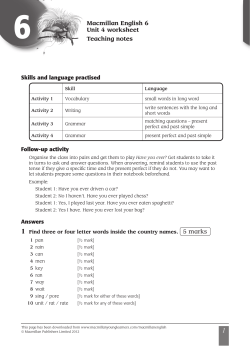 Macmillan English 6 Unit 4 worksheet Teaching notes Skills and