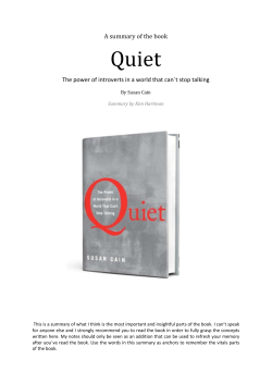 A summary of the book The power of introverts in a world that can&acute;t