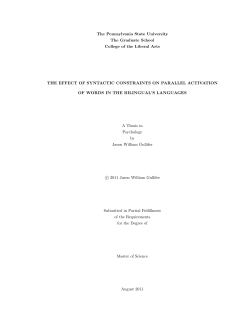 THE EFFECT OF SYNTACTIC CONSTRAINTS ON PARALLEL