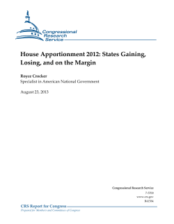 House Apportionment 2012: States Gaining, Losing, and on the