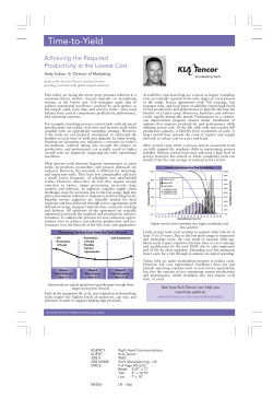 Achieving the Required Productivity at the Lowest Cost - KLA