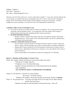 Syllabus English 11 20152016 Semester 1 Mrs. Allen: allenma