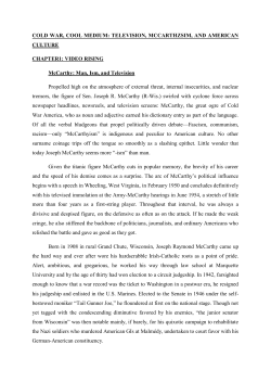 COLD WAR, COOL MEDIUM: TELEVISION, MCCARTHZSIM, AND