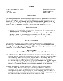 Anglican Ethos and Identity - Gordon