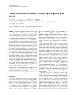 Carbon content variation in boles of mature sugar maple and giant